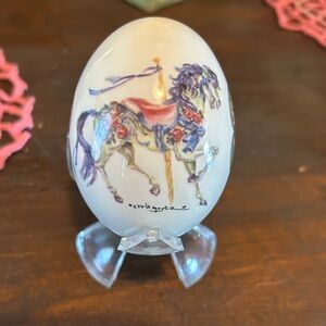 Hand-Painted Carousel Horse Egg Art by the Egg Lady